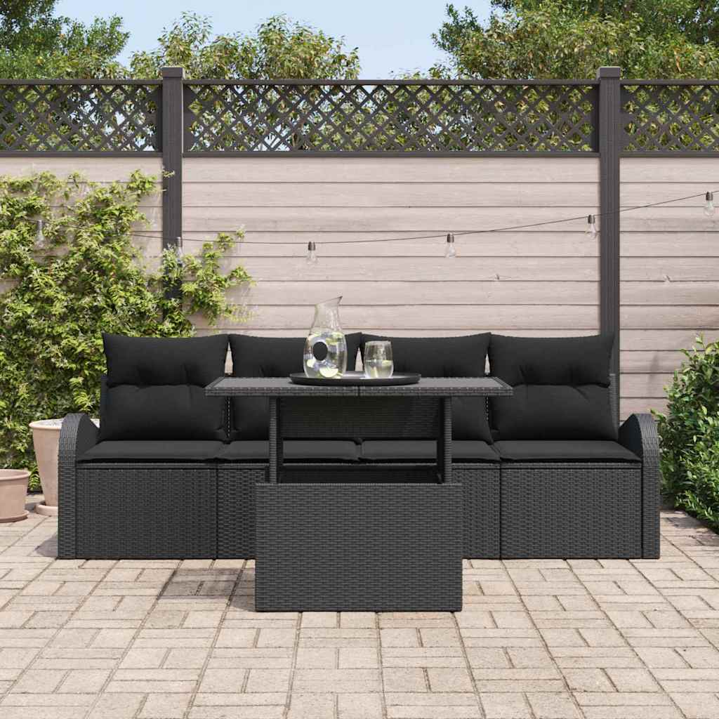 Garten-Sofa-Set 5 pcs Schwarz 100 x 55 x 73 cm Poly Rattan