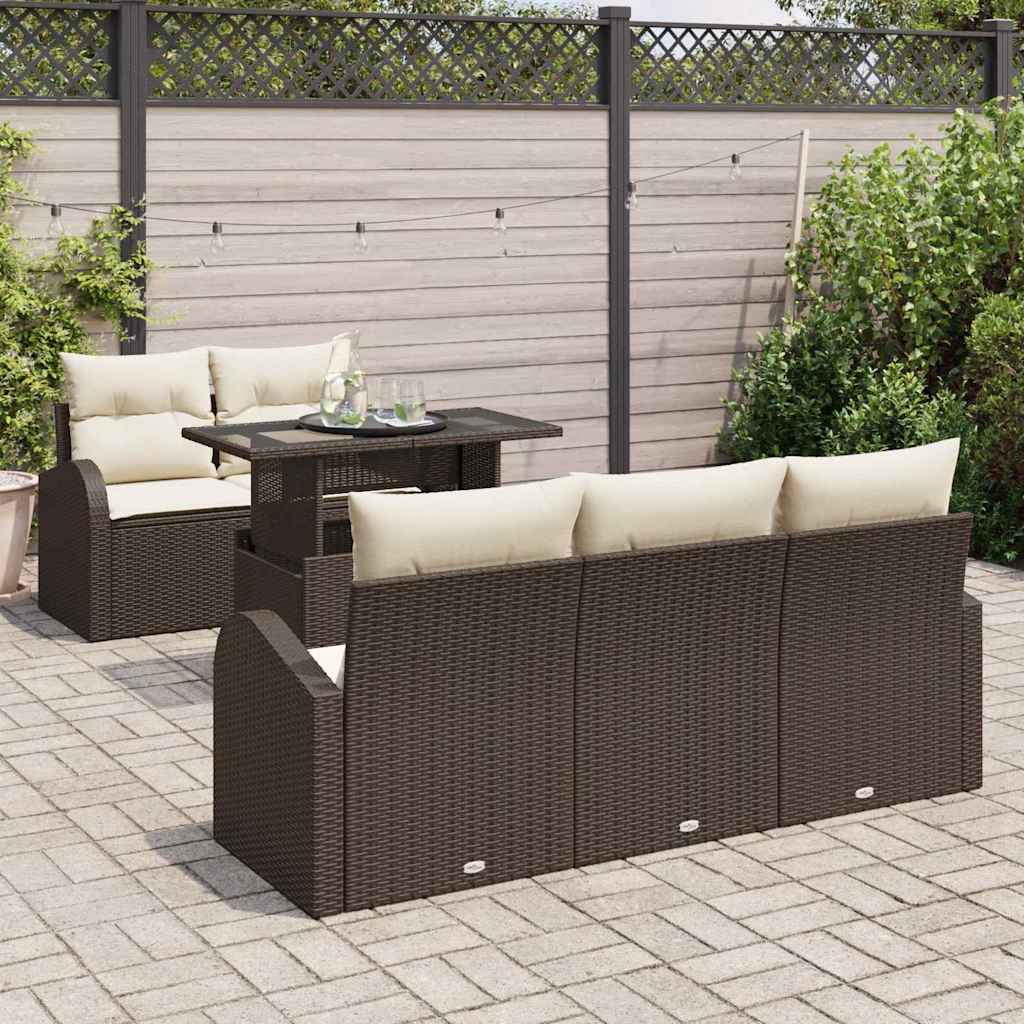 Garten-Sofa-Set 6 pcs Braun 100 x 55 x 73 cm Poly Rattan