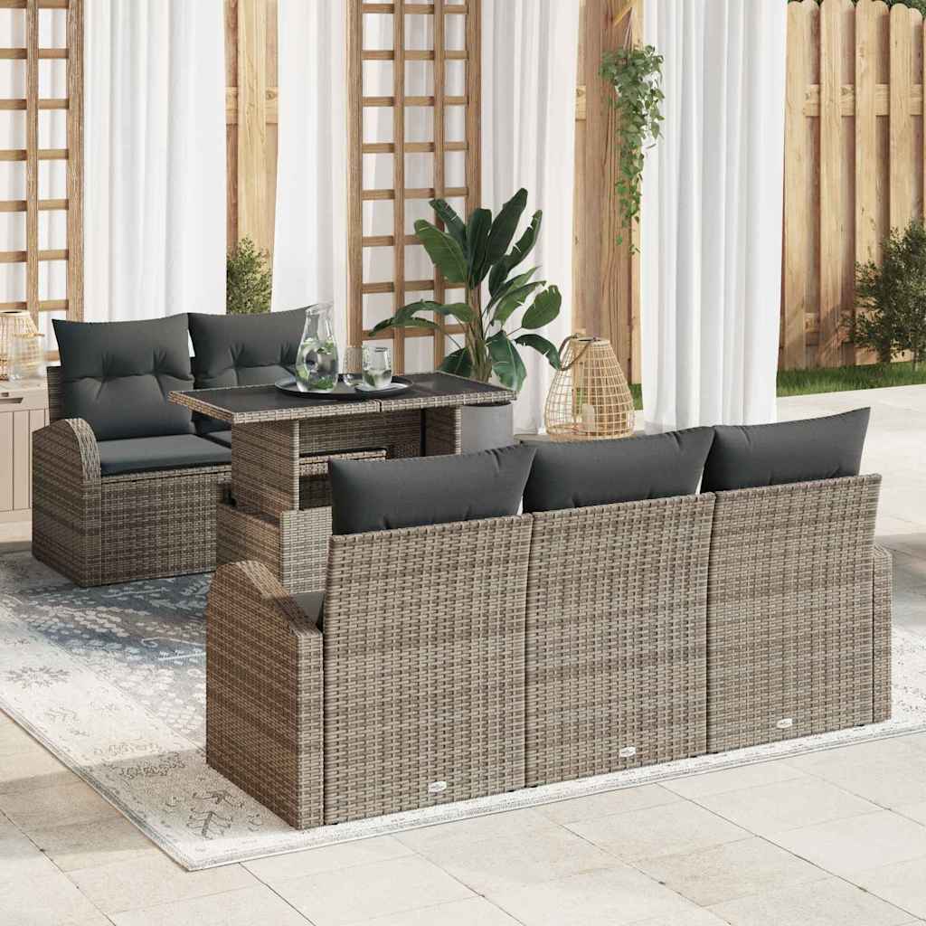 Garten-Sofa-Set Manuell 6 pcs Grau 100 x 55 x 73 cm Poly Rattan