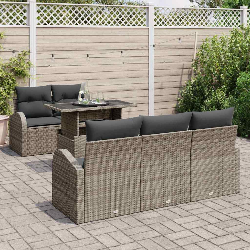 Garten-Sofa-Set Manuell 6 pcs Grau 100 x 55 x 73 cm Poly Rattan