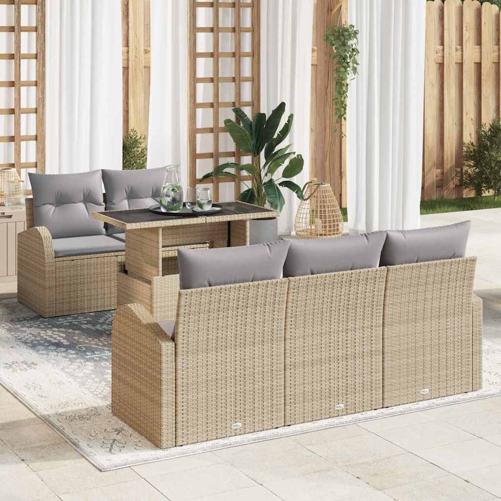 Garten-Sofa-Set 6 pcs Beige 100 x 55 x 73 cm Poly Rattan