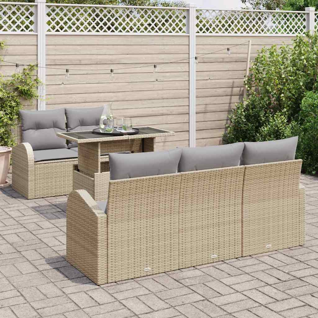Garten-Sofa-Set 6 pcs Beige 100 x 55 x 73 cm Poly Rattan