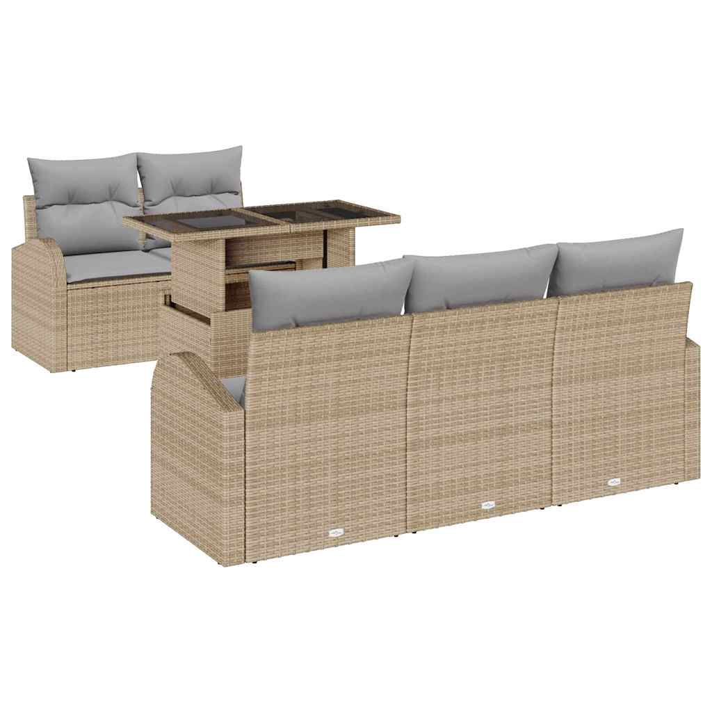 Garten-Sofa-Set 6 pcs Beige 100 x 55 x 73 cm Poly Rattan