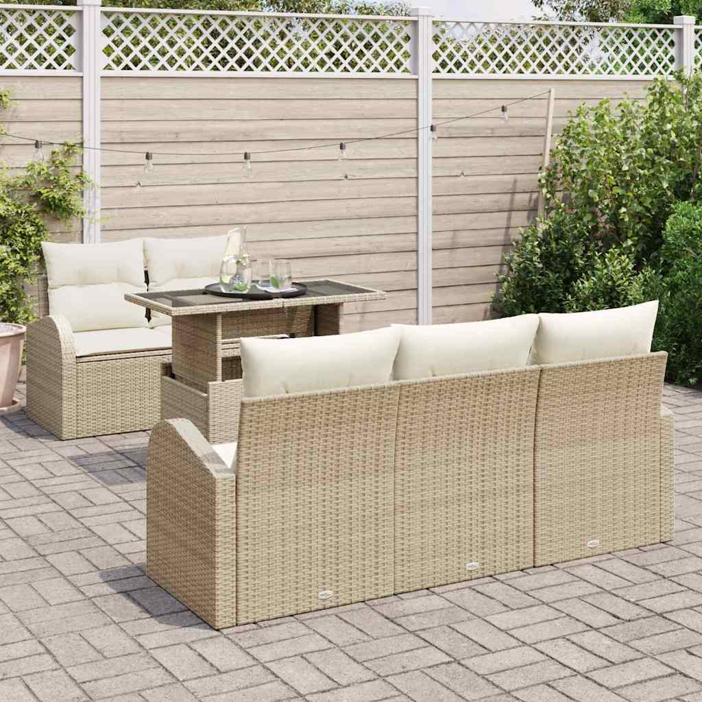 Garten-Sofa-Set 6 pcs Beige 100 x 55 x 73 cm Poly Rattan