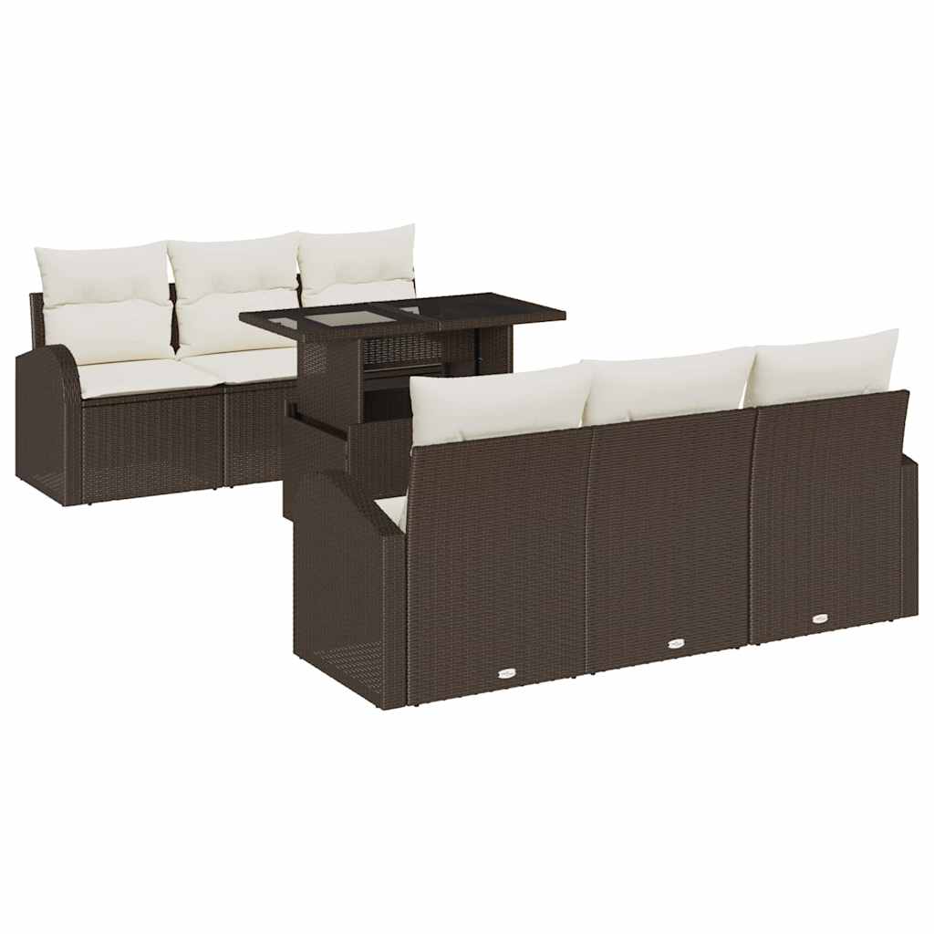 Garten-Sofa-Set 7 pcs Braun 100 x 55 x 73 cm Poly Rattan