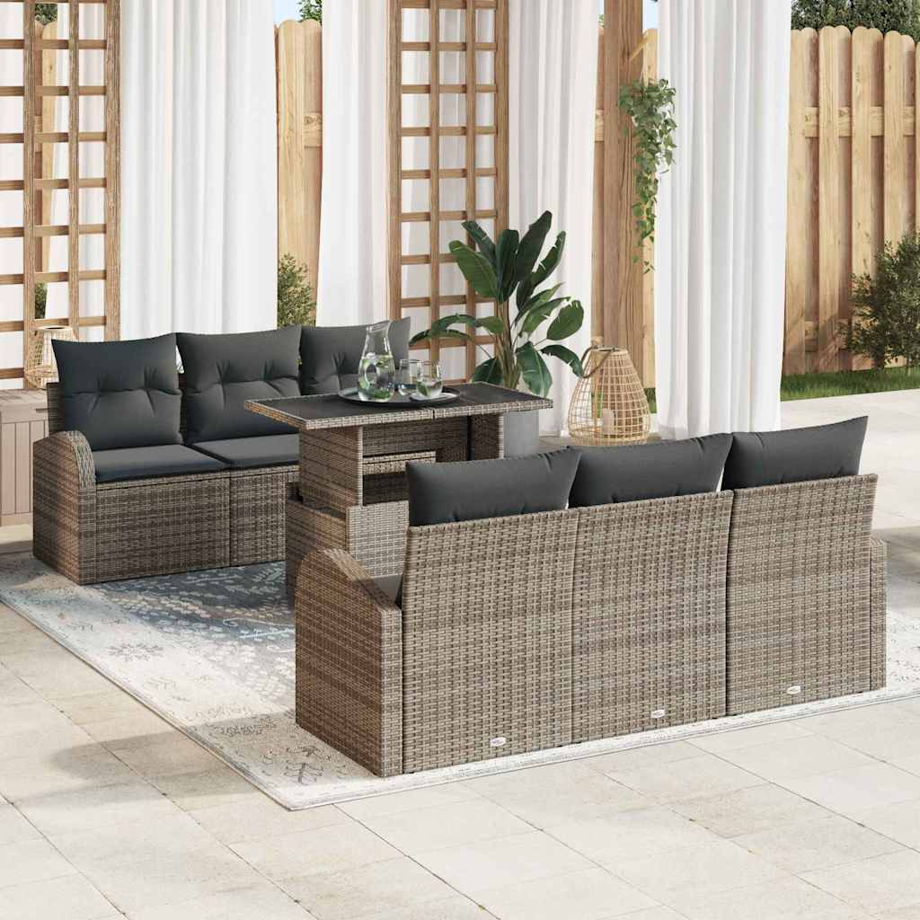 Garten-Sofa-Set Manuell 7 pcs Grau 100 x 55 x 73 cm Poly Rattan