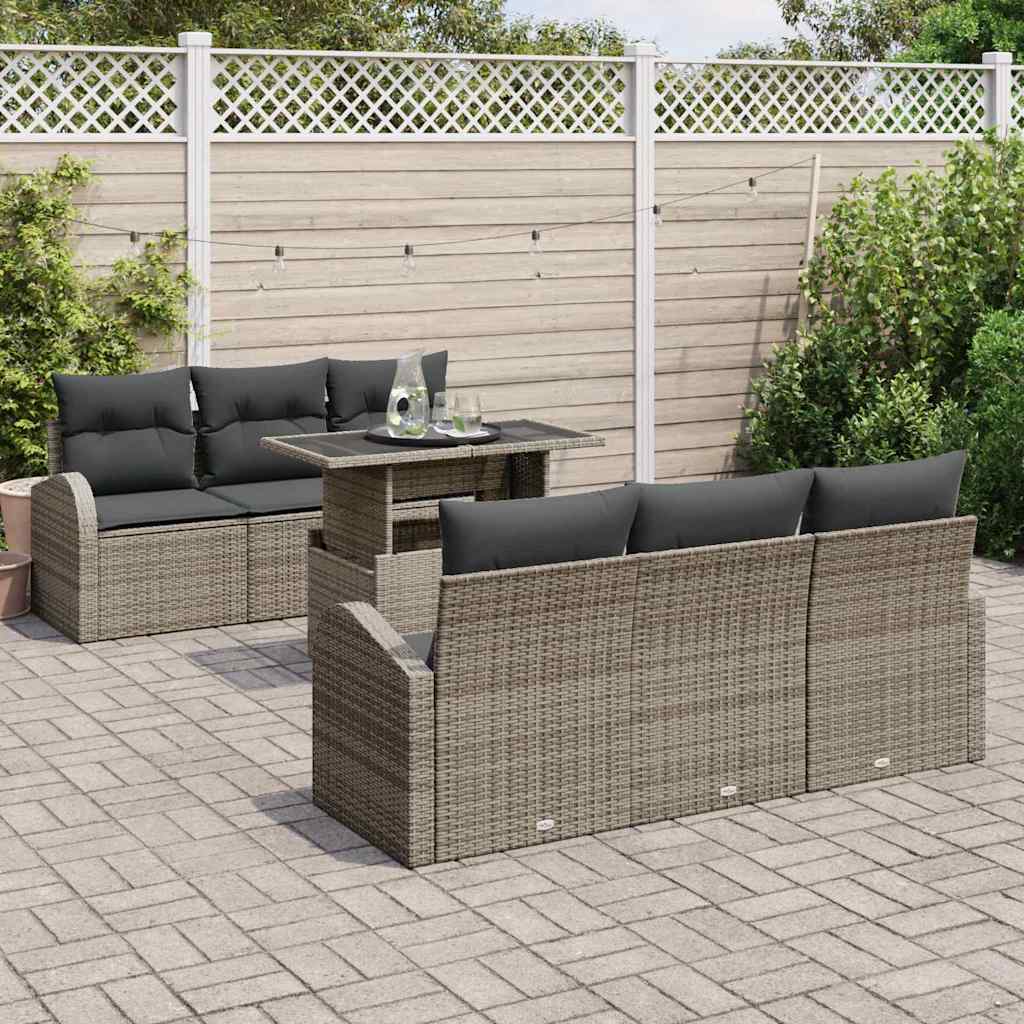 Garten-Sofa-Set Manuell 7 pcs Grau 100 x 55 x 73 cm Poly Rattan