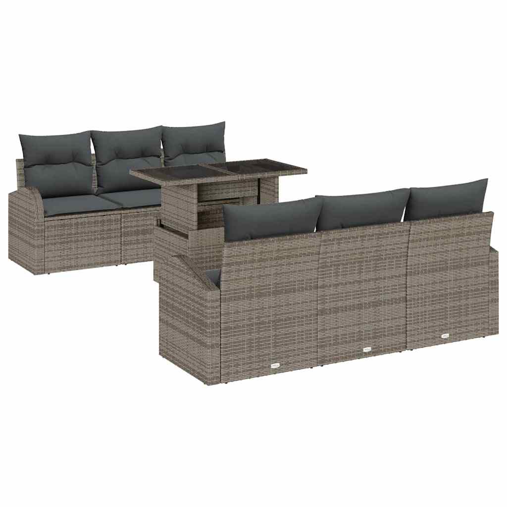 Garten-Sofa-Set Manuell 7 pcs Grau 100 x 55 x 73 cm Poly Rattan