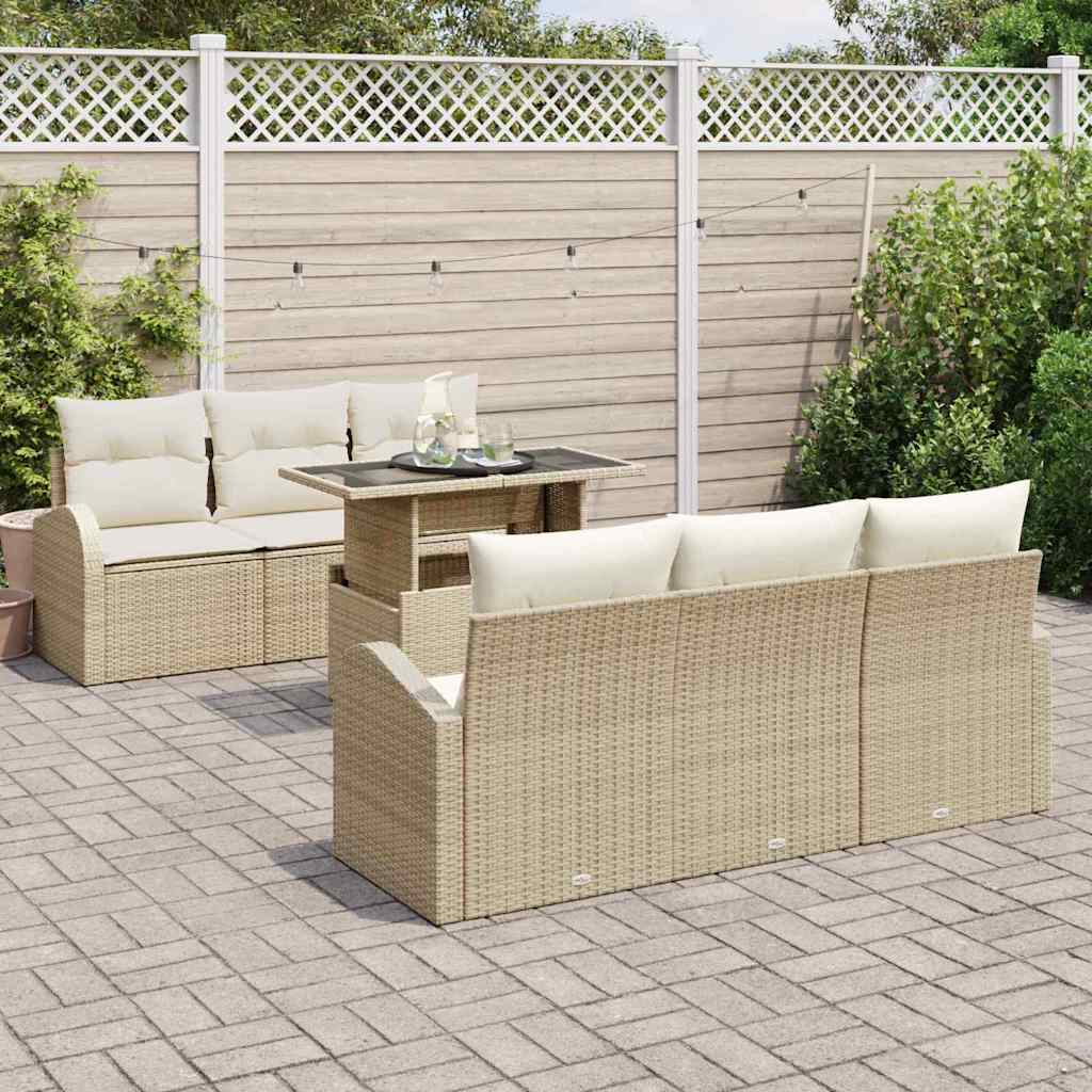 Garten-Sofa-Set 7 pcs Beige 100 x 55 x 73 cm Poly Rattan