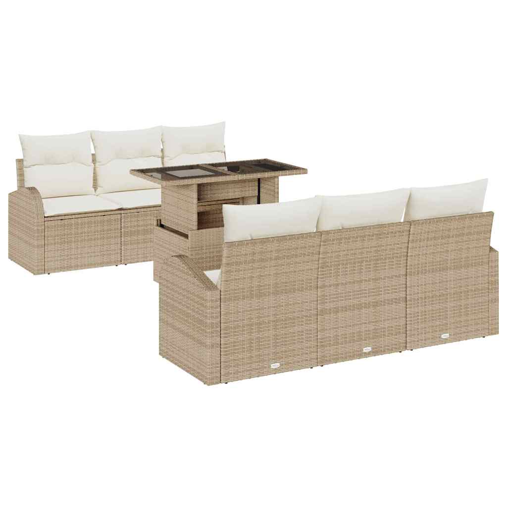 Garten-Sofa-Set 7 pcs Beige 100 x 55 x 73 cm Poly Rattan