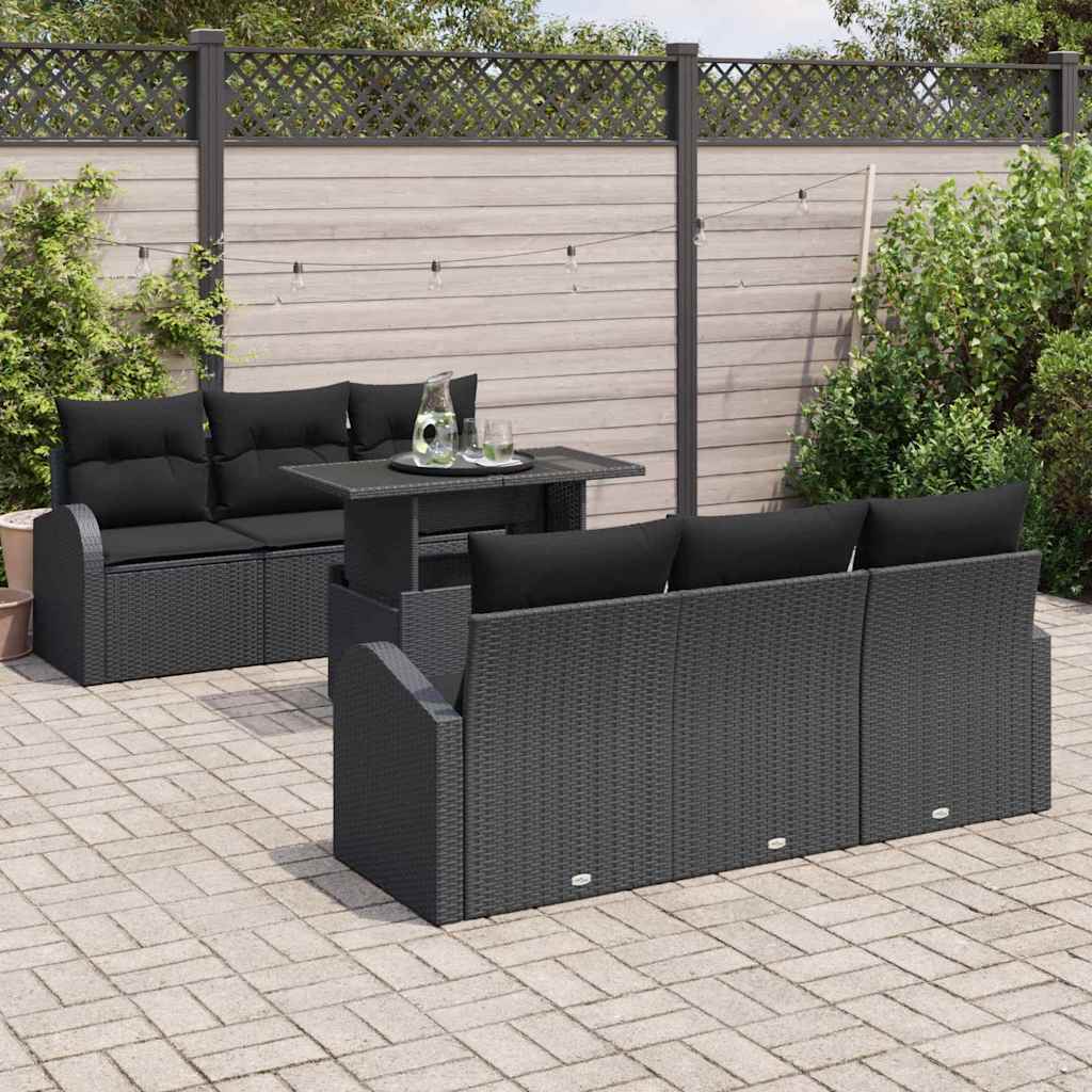 Garten-Sofa-Set 7 pcs Schwarz 100 x 55 x 73 cm Poly Rattan