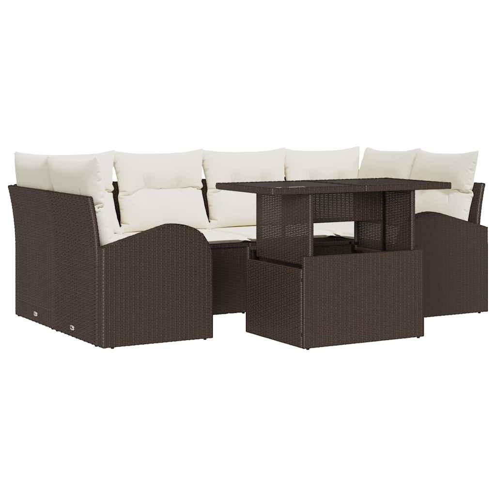 Garten-Sofa-Set 7 pcs Braun 100 x 55 x 73 cm Poly Rattan