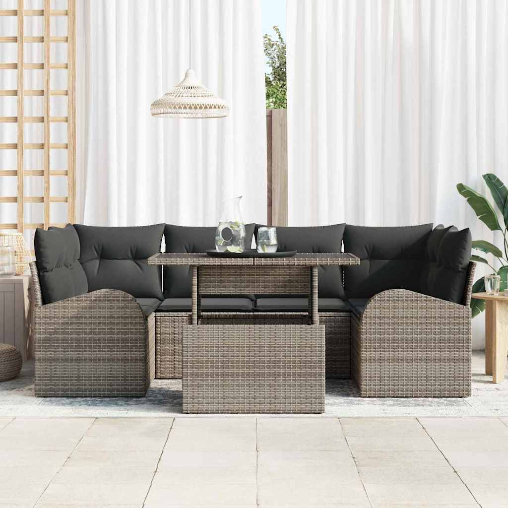 Garten-Sofa-Set 7 pcs Grau 100 x 55 x 73 cm Poly Rattan