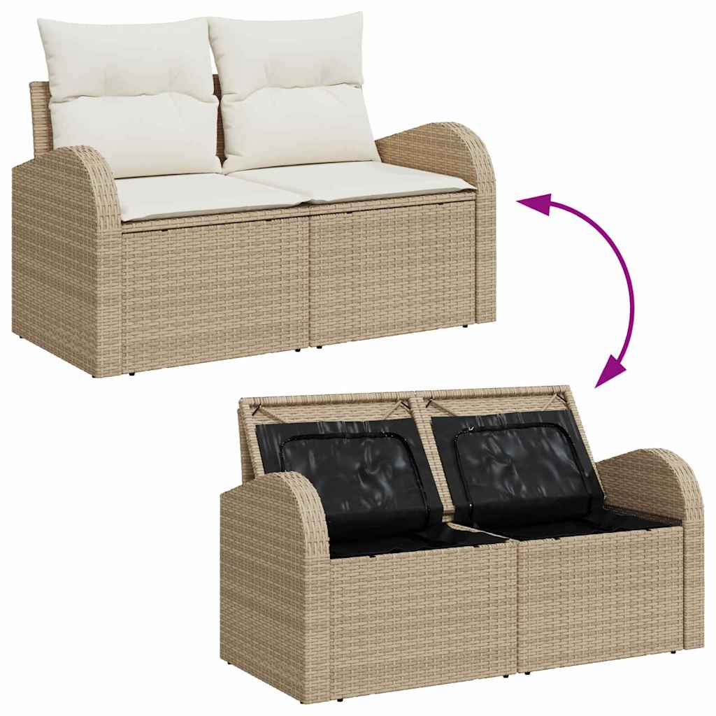 Garten-Sofa-Set 7 pcs Beige 100 x 55 x 73 cm Poly Rattan