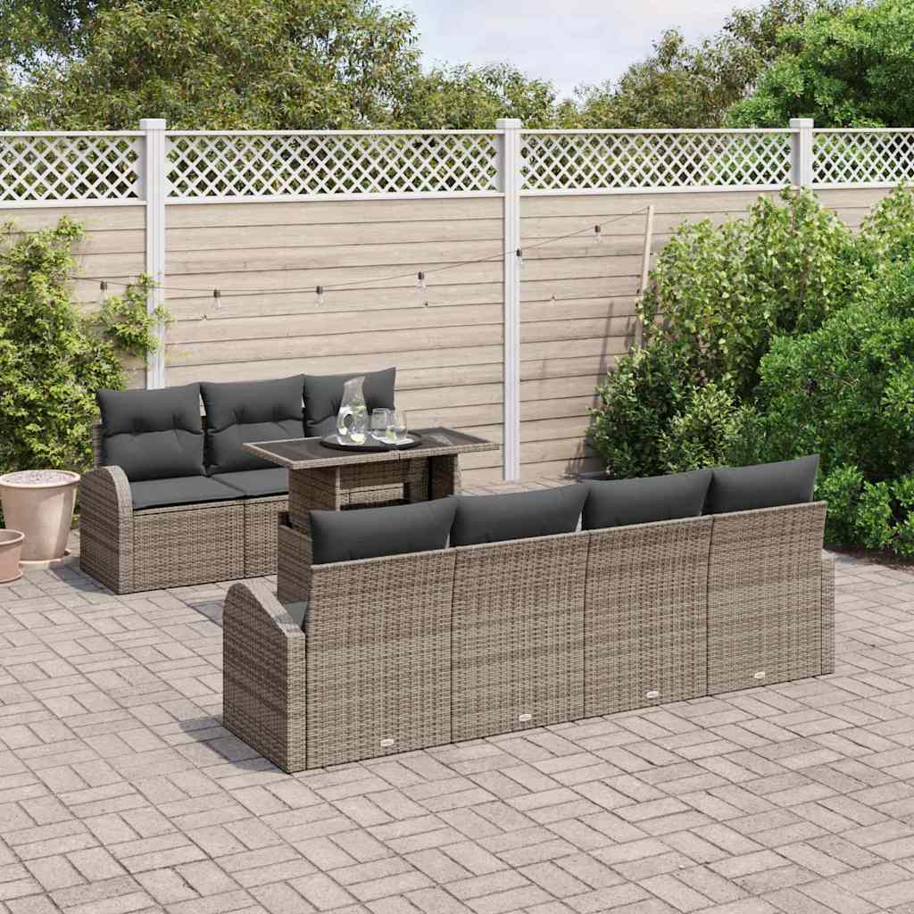 Garten-Sofa-Set 8 pcs Grau 100 x 55 x 73 cm Poly Rattan