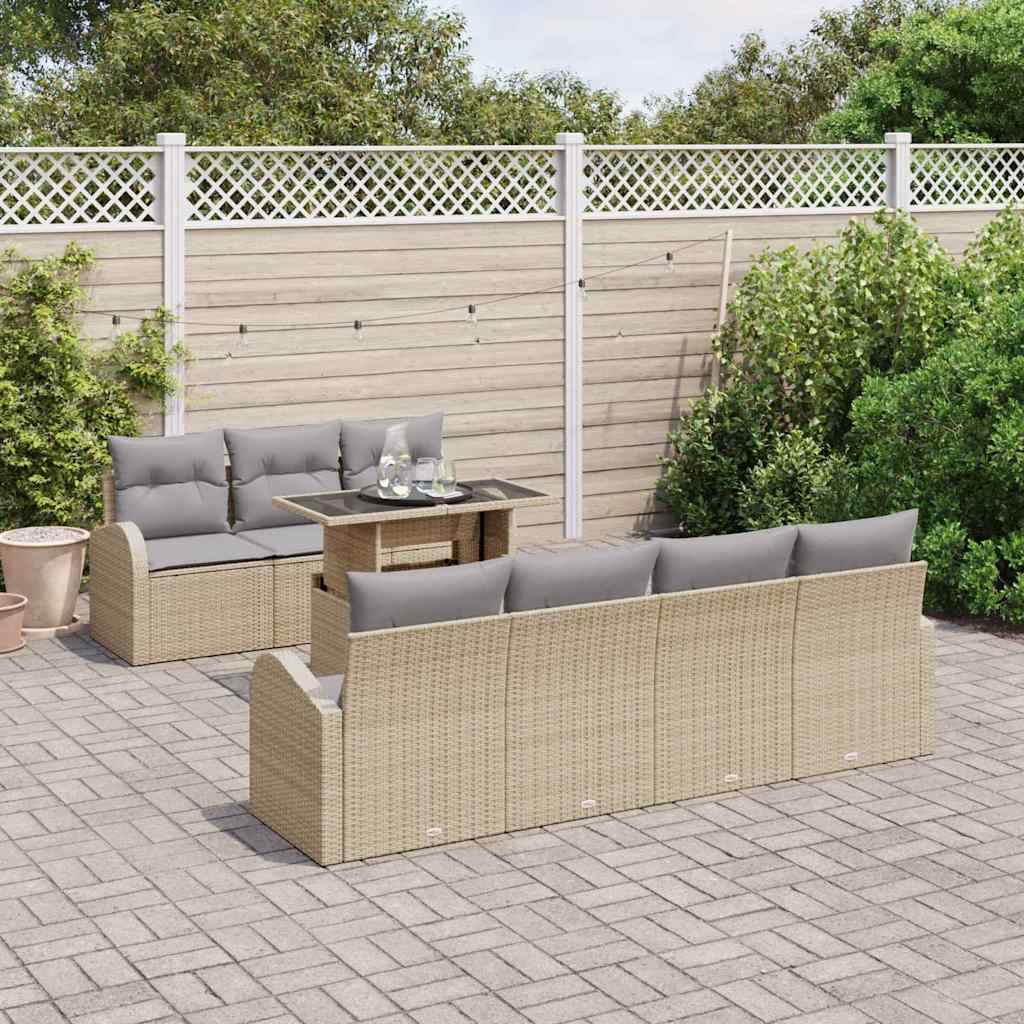 Garten-Sofa-Set 8 pcs Beige 100 x 55 x 73 cm Poly Rattan