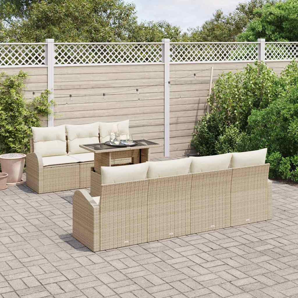 Garten-Sofa-Set 8 pcs Beige 100 x 55 x 73 cm Poly Rattan