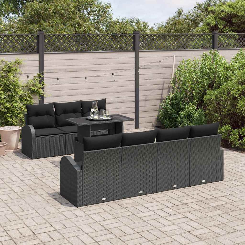 Garten-Sofa-Set 8 pcs Schwarz 100 x 55 x 73 cm Poly Rattan