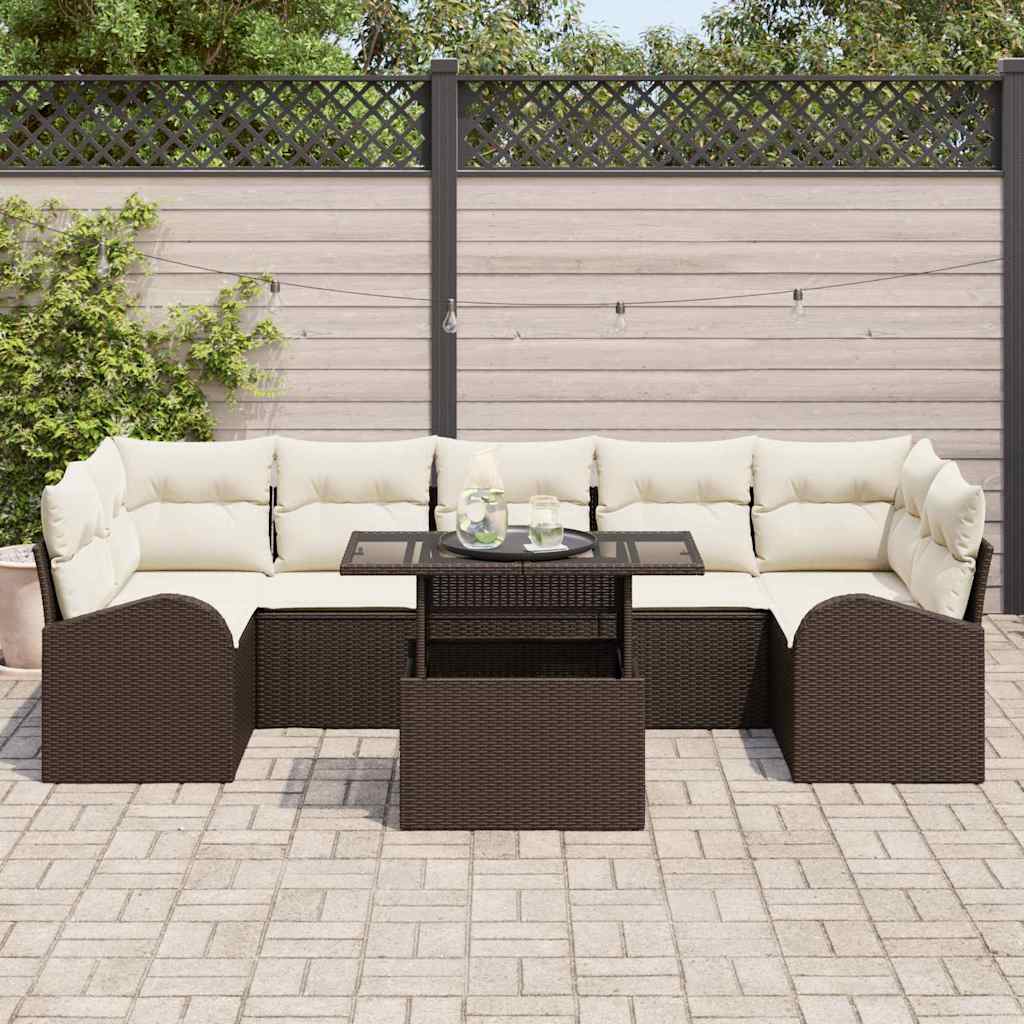 Garten-Sofa-Set 8 pcs Braun 100 x 55 x 73 cm Poly Rattan