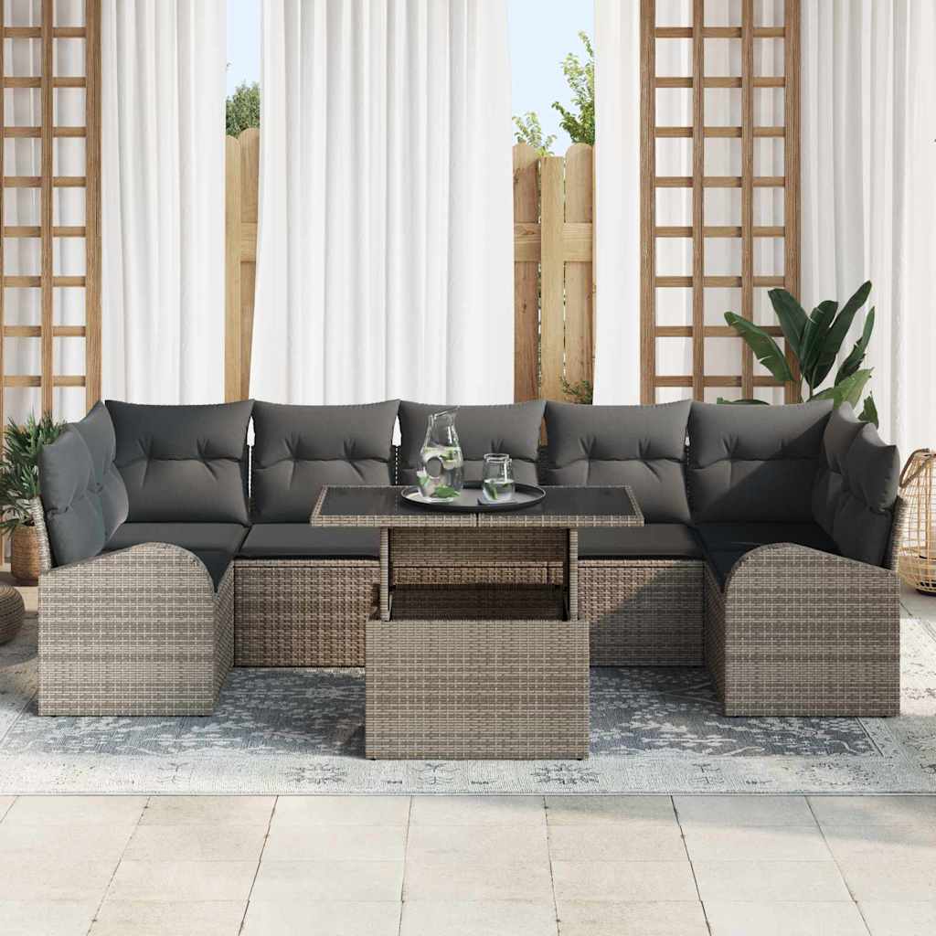 Garten-Sofa-Set Manuell 8 pcs Grau 100 x 55 x 73 cm Poly Rattan