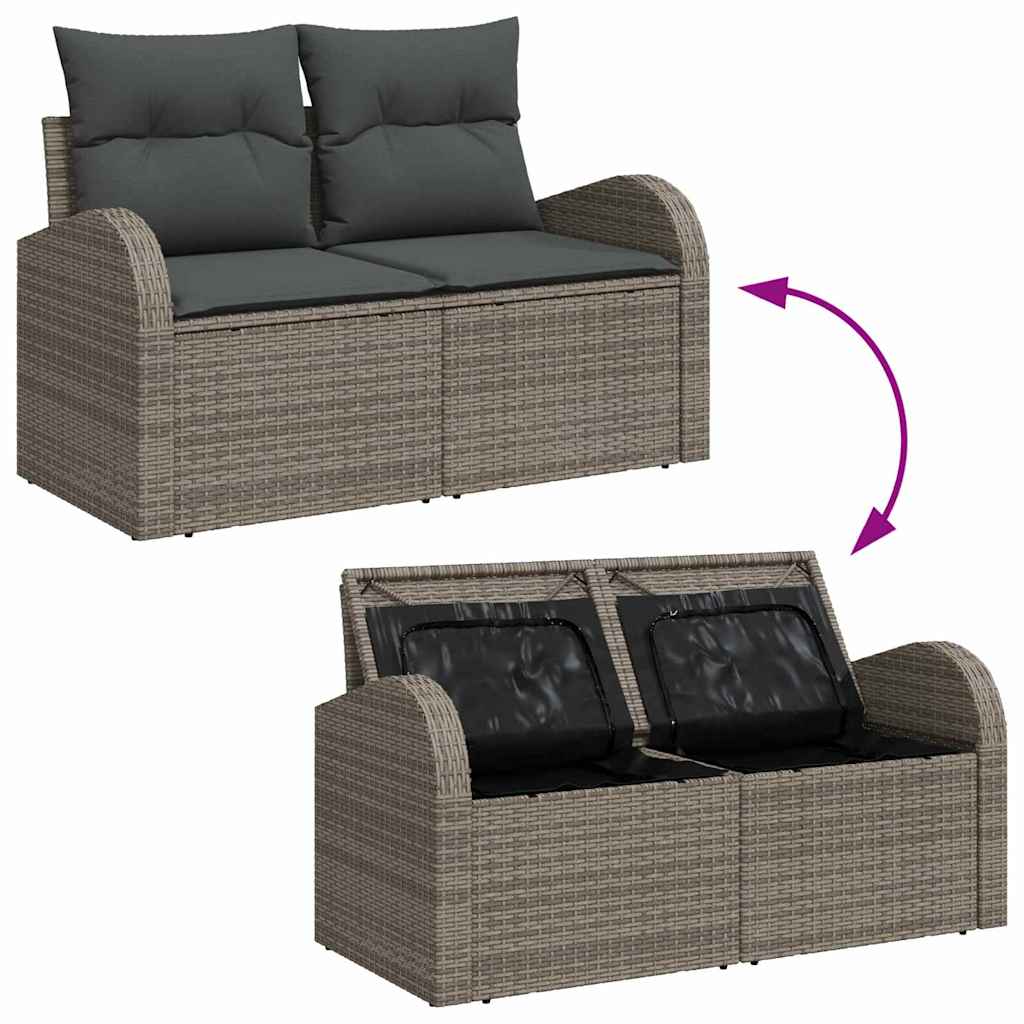 Garten-Sofa-Set Manuell 8 pcs Grau 100 x 55 x 73 cm Poly Rattan