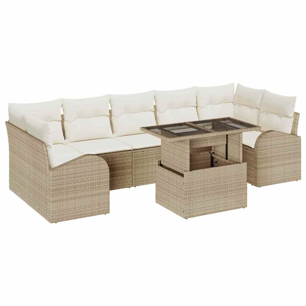 Garten-Sofa-Set 8 pcs Beige 100 x 55 x 73 cm Poly Rattan