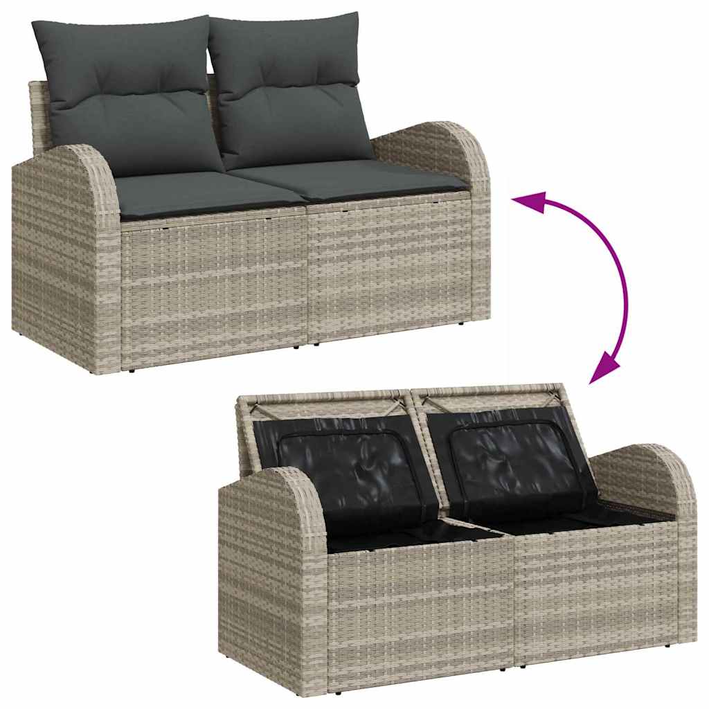 Garten-Sofa-Set 8 pcs Hellgrau 100 x 55 x 73 cm Poly Rattan