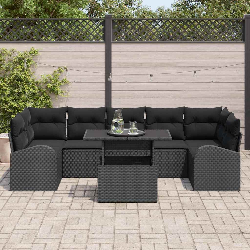 Garten-Sofa-Set 8 pcs Schwarz 100 x 55 x 73 cm Poly Rattan