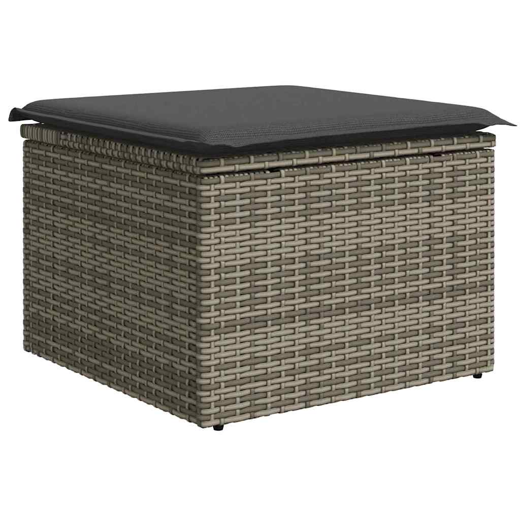 Garten-Sofa-Set mit Kissen mit Speicher 6 pcs Grau Poly Rattan