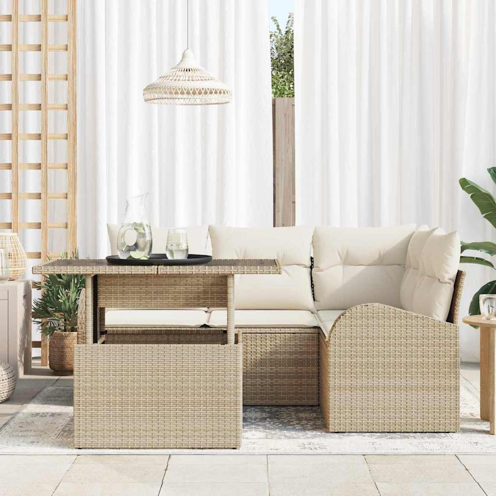 Garten-Sofa-Set 5 pcs Beige 100 x 55 x 73 cm Poly Rattan