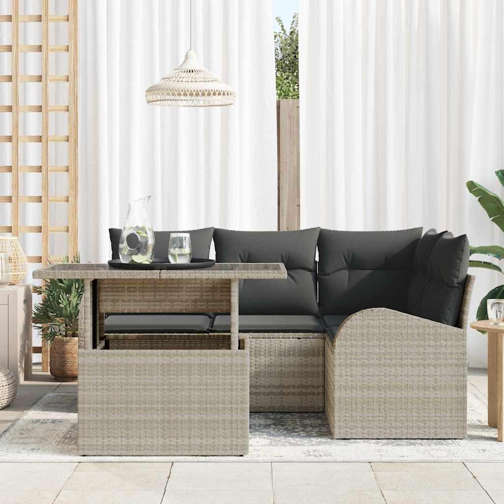 Garten-Sofa-Set 5 pcs Hellgrau 100 x 55 x 73 cm Poly Rattan