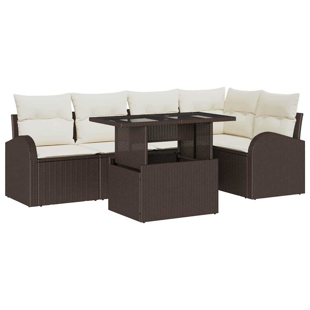 Garten-Sofa-Set 6 pcs Braun 100 x 55 x 73 cm Poly Rattan