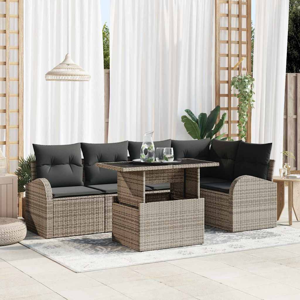 Garten-Sofa-Set Manuell 6 pcs Grau 100 x 55 x 73 cm Poly Rattan