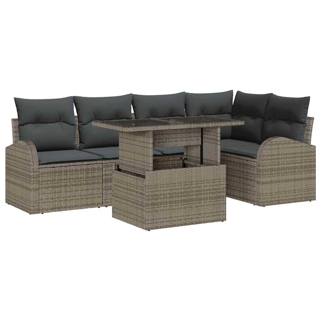 Garten-Sofa-Set Manuell 6 pcs Grau 100 x 55 x 73 cm Poly Rattan