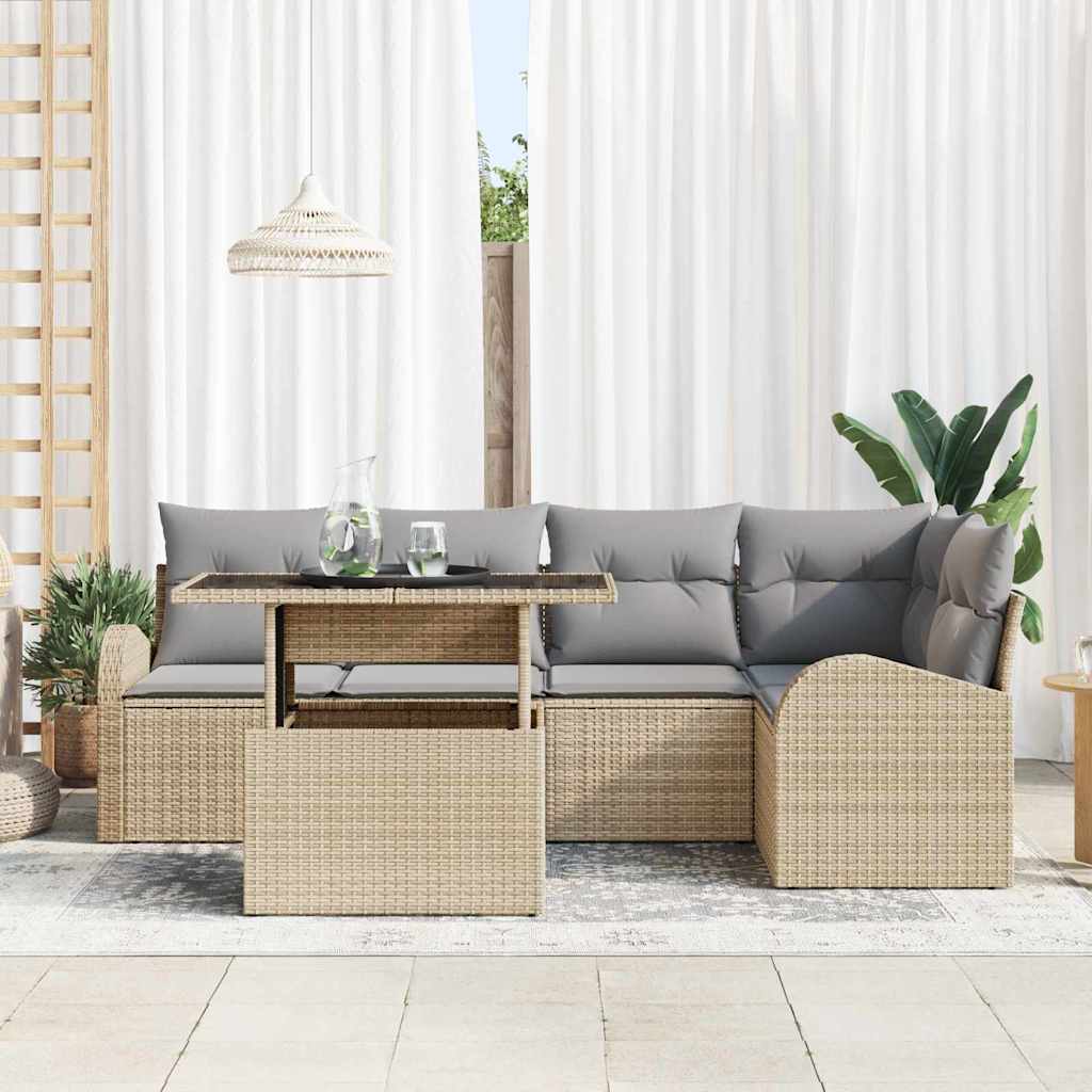 Garten-Sofa-Set 6 pcs Beige 100 x 55 x 73 cm Poly Rattan