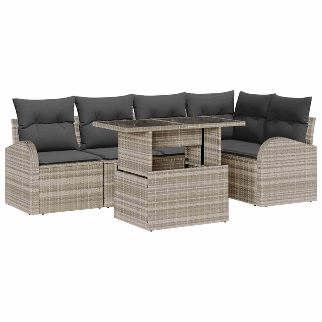 Garten-Sofa-Set 6 pcs Hellgrau 100 x 55 x 73 cm Poly Rattan