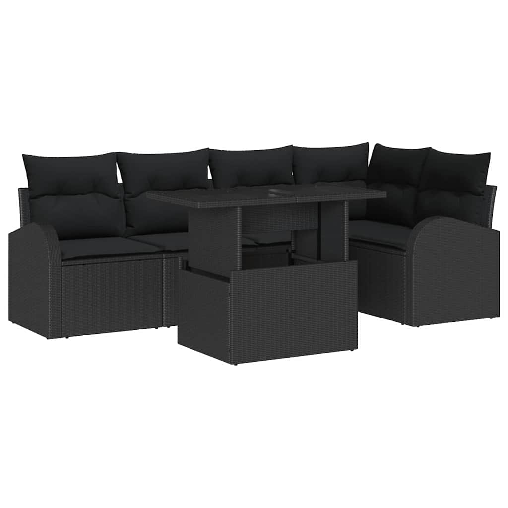 Garten-Sofa-Set 6 pcs Schwarz 100 x 55 x 73 cm Poly Rattan