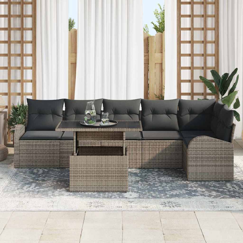 Garten-Sofa-Set Manuell 7 pcs Grau 100 x 55 x 73 cm Poly Rattan