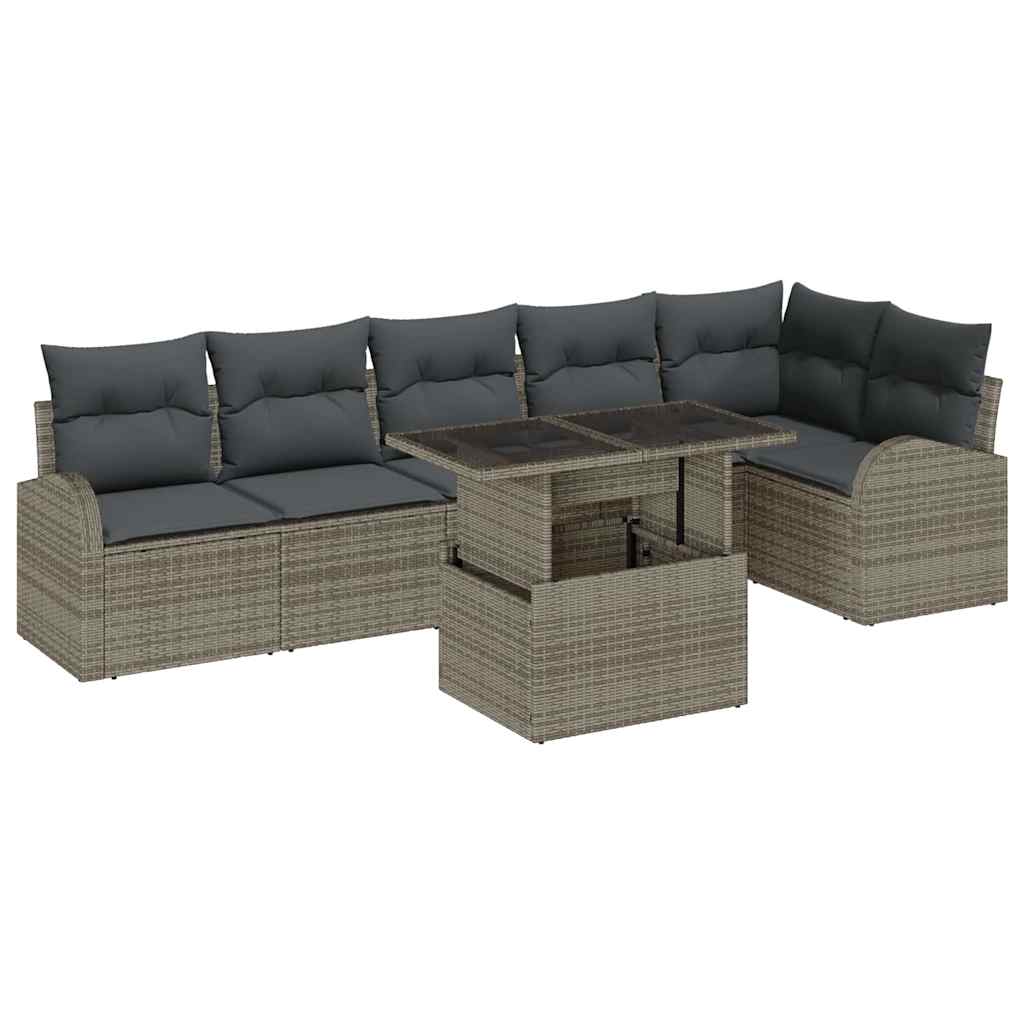 Garten-Sofa-Set Manuell 7 pcs Grau 100 x 55 x 73 cm Poly Rattan