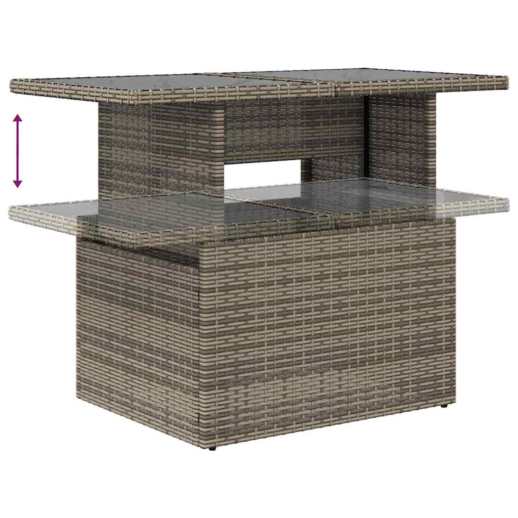 Garten-Sofa-Set mit Speicher 6 pcs Grau Poly Rattan