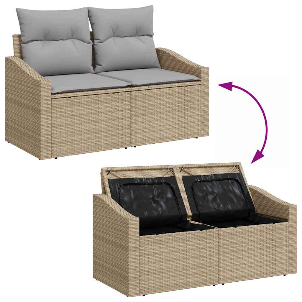 Garten-Sofa-Set mit Kissen mit Speicher 6 pcs Beige, Hellgrau