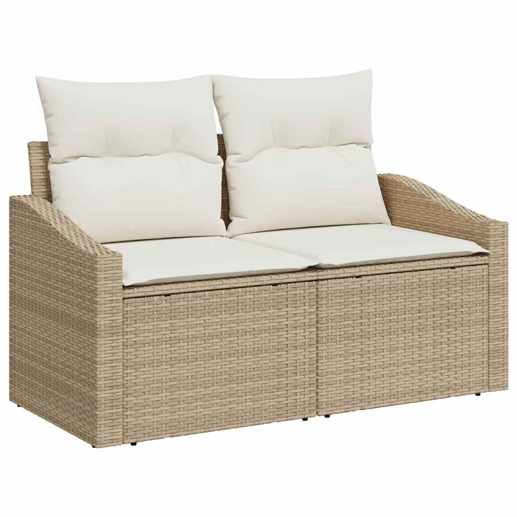 Garten-Sofa-Set mit Kissen mit Speicher 6 pcs Beige, Creme