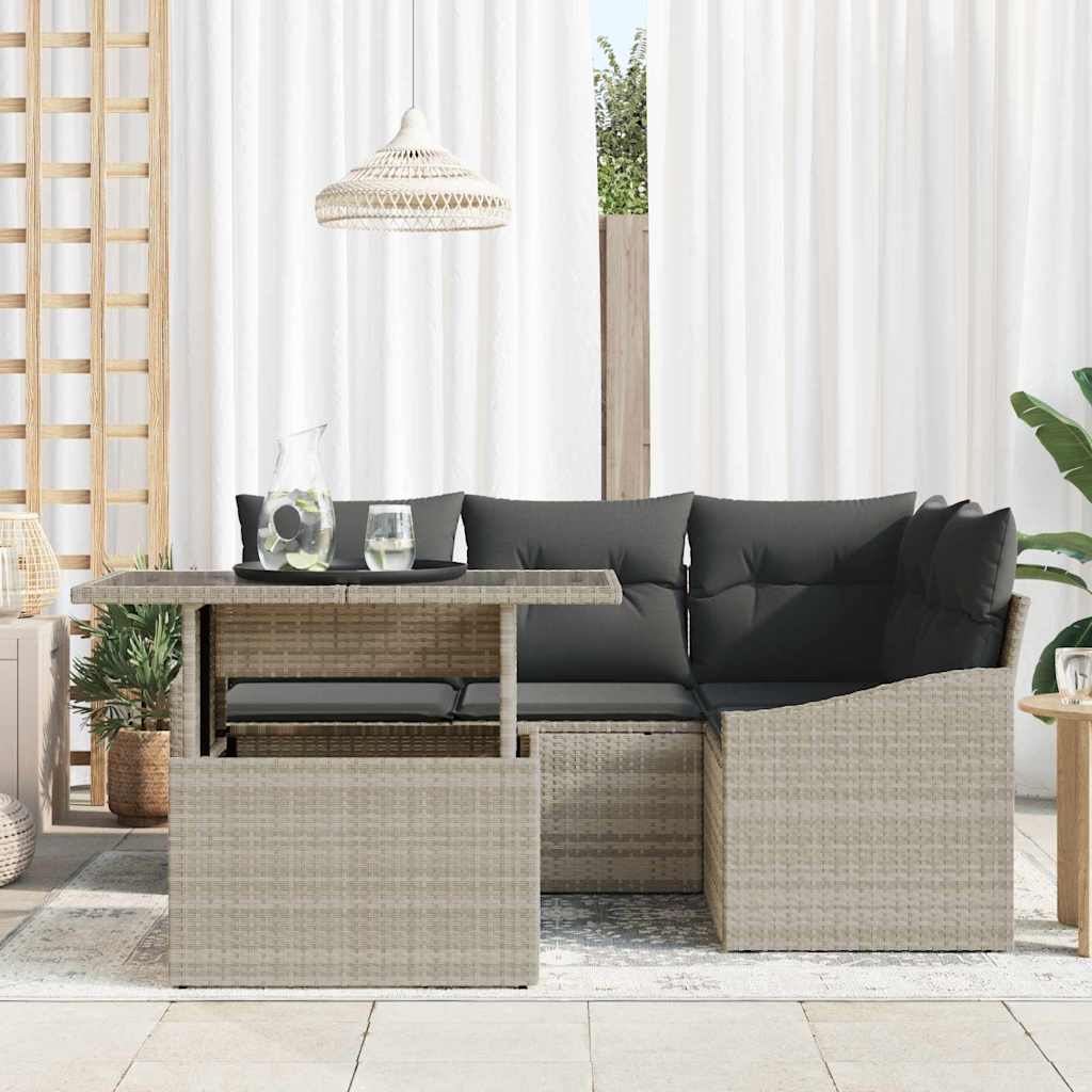 Garten-Sofa-Set mit Kissen 5 pcs Beige Grau 100 x 55 x 73 cm