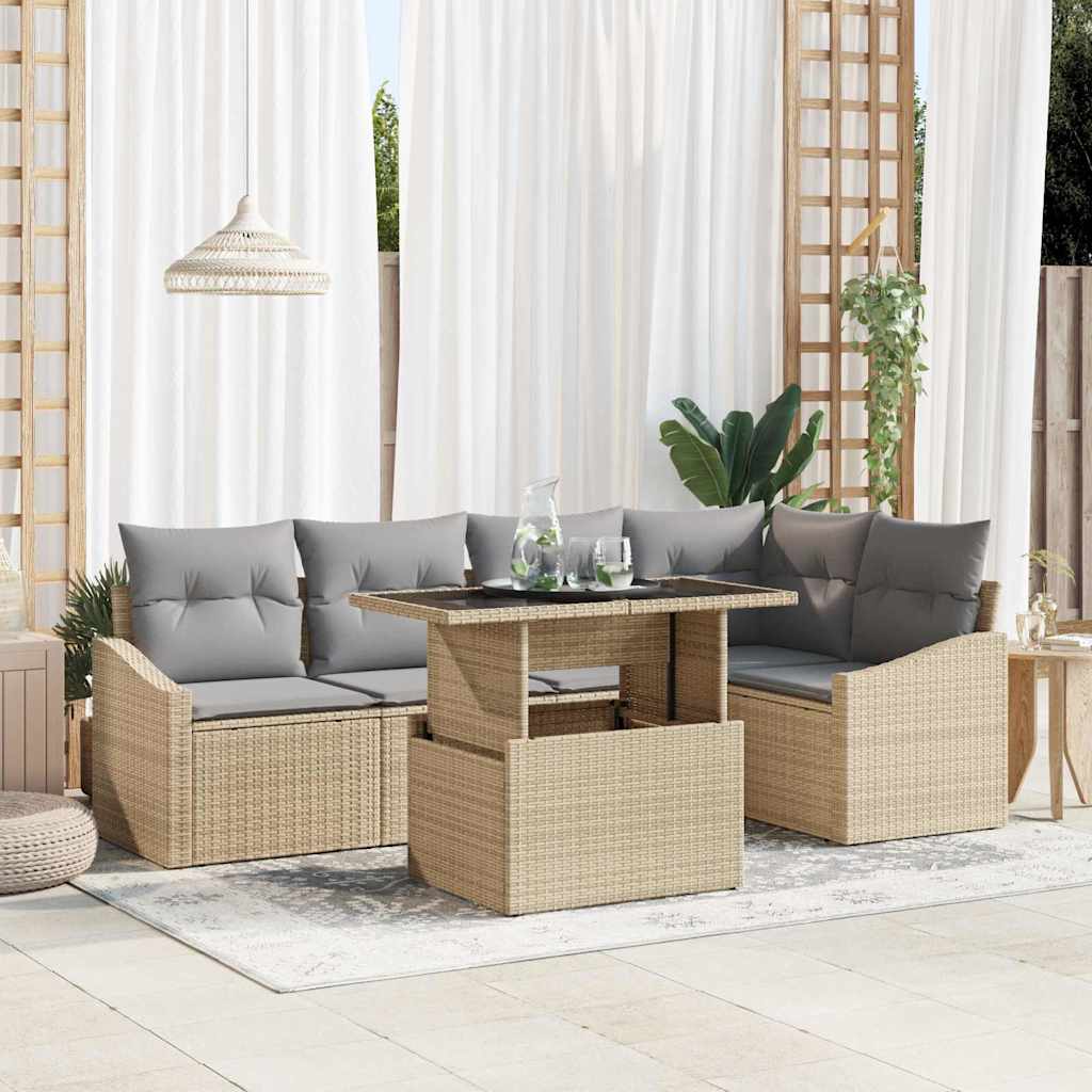 Garten-Sofa-Set 6 pcs Beige, Hellgrau 100 x 55 x 73 cm