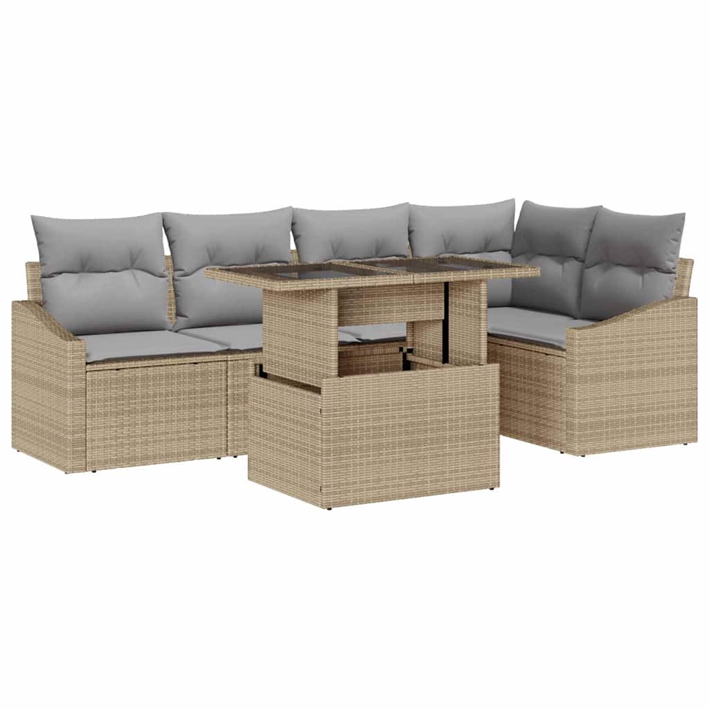 Garten-Sofa-Set 6 pcs Beige, Hellgrau 100 x 55 x 73 cm