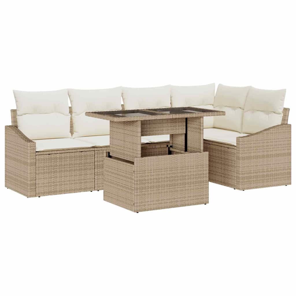 Garten-Sofa-Set mit Kissen 6 pcs Beige, Creme 100 x 55 x 73 cm