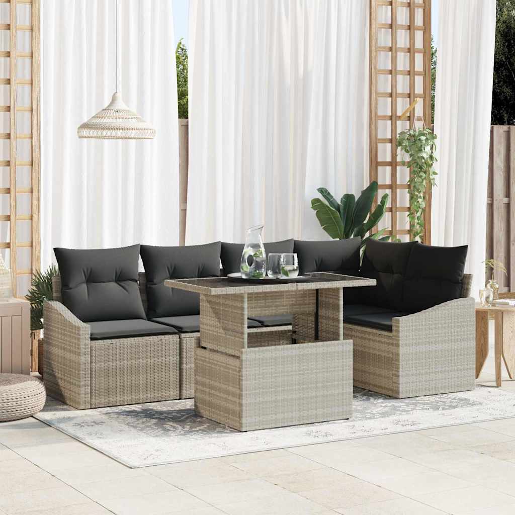 Garten-Sofa-Set 6 pcs Beige Dunkelgrau 100 x 55 x 73 cm