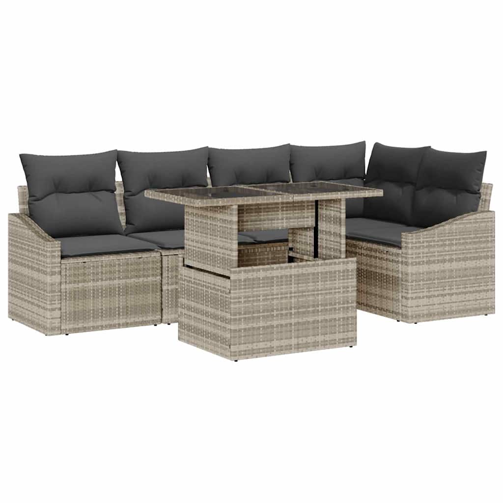 Garten-Sofa-Set 6 pcs Beige Dunkelgrau 100 x 55 x 73 cm