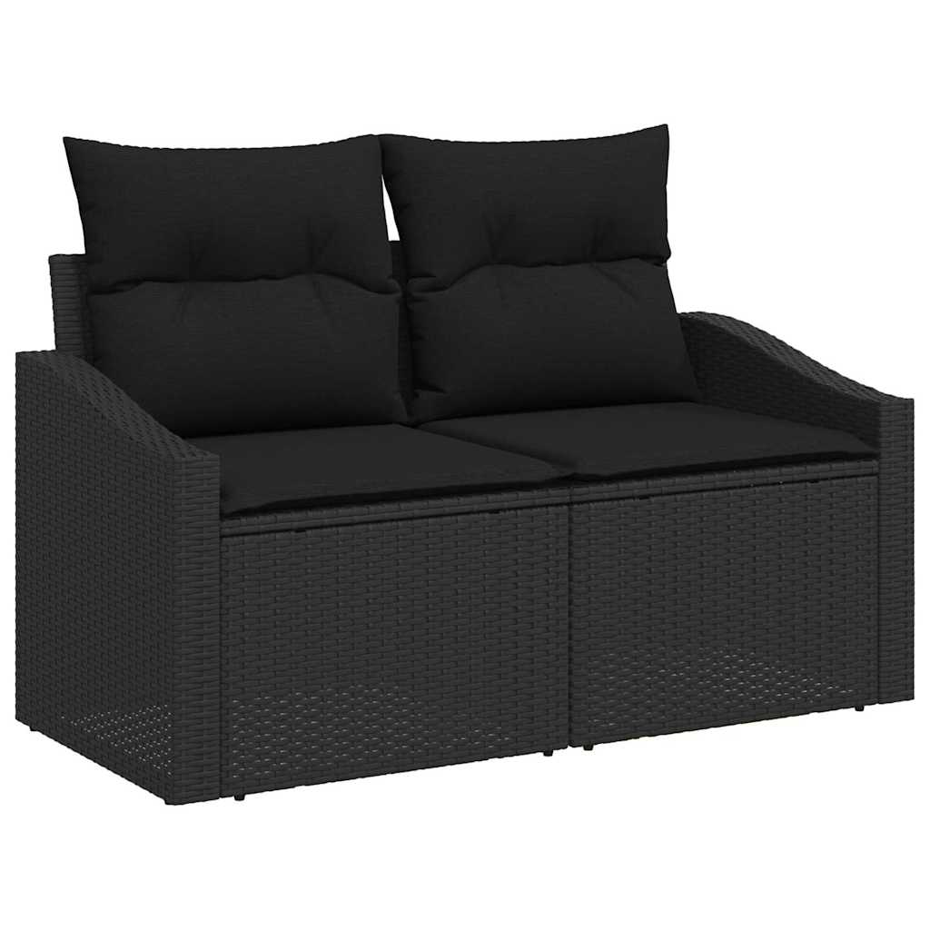 Garten-Sofa-Set mit Kissen 7 pcs Schwarz 100 x 55 x 73 cm