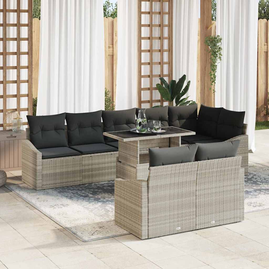 Garten-Sofa-Set mit Kissen 9 pcs Grau Beige 100 x 55 x 73 cm